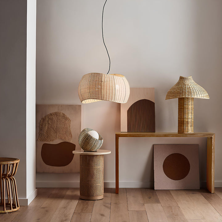 Rattan Table lamp for Living room | Bamboo Bedside table lamp | Cane Table lamp -Anant by Luxury Rattan Handicrafts 