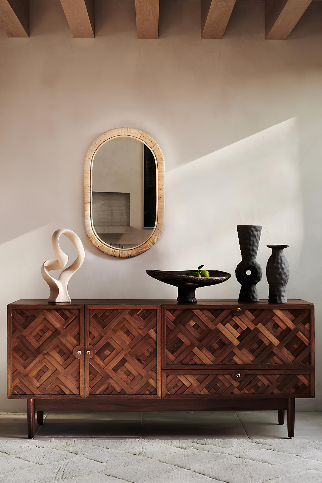 Rattan Wall Mirror for Living Room - Callix