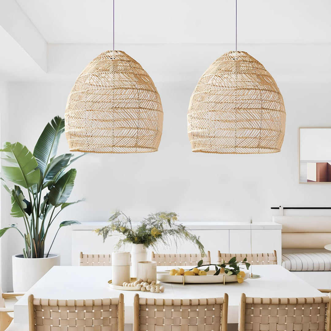 Bamboo Pendant Light for Living Room 14 Inch - Kevin by Luxury Rattan Handicrafts 