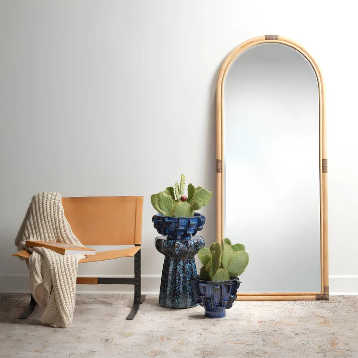 Rattan Wall Mirror for Drawing Room | Boho Decorative Mirror - Everardo