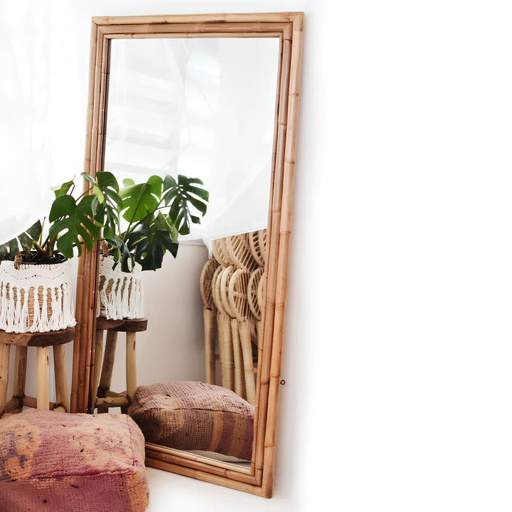 Bamboo Wall Mirror for living room | Cane Wall Mirror | Rattan Mirror - Lavanya - Luxury Rattan Handicrafts 