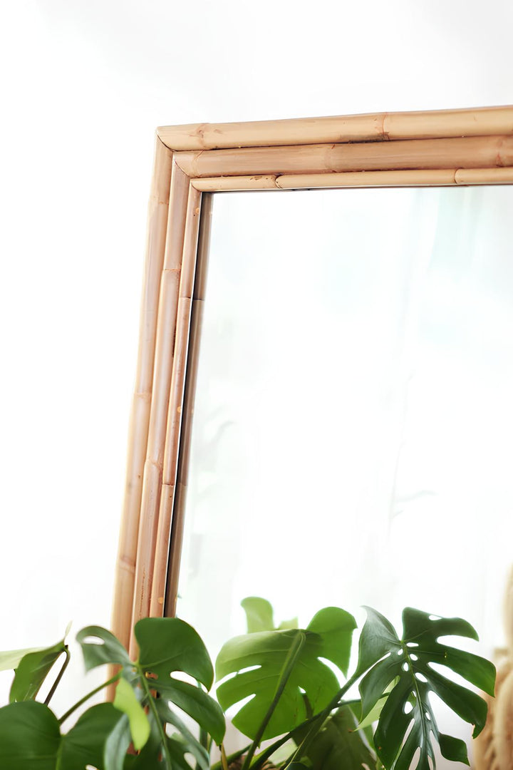 Bamboo Wall Mirror for living room | Cane Wall Mirror | Rattan Mirror - Lavanya - Luxury Rattan Handicrafts 