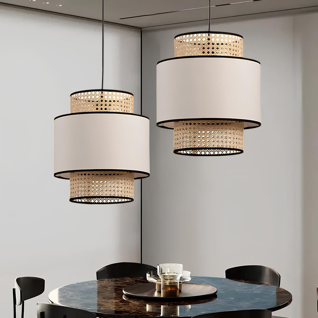 Bamboo Pendant Light for Living Room 12 Inch - Idhant by Luxury Rattan Handicrafts 