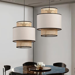 Bamboo Pendant Light for Living Room 12 Inch - Idhant by Luxury Rattan Handicrafts 