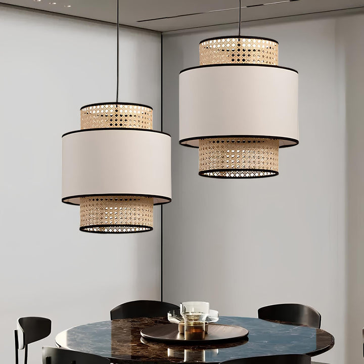 Bamboo Pendant Light for Living Room 12 Inch - Idhant by Luxury Rattan Handicrafts 