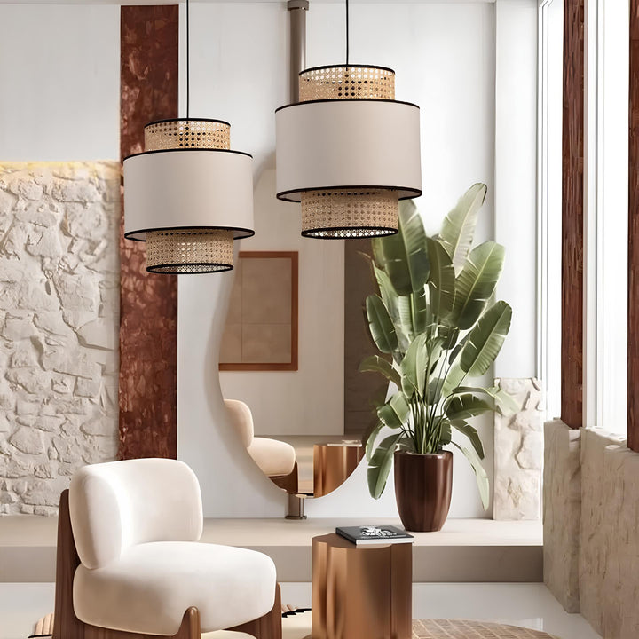 Bamboo Pendant Light for Living Room 12 Inch - Idhant by Luxury Rattan Handicrafts 