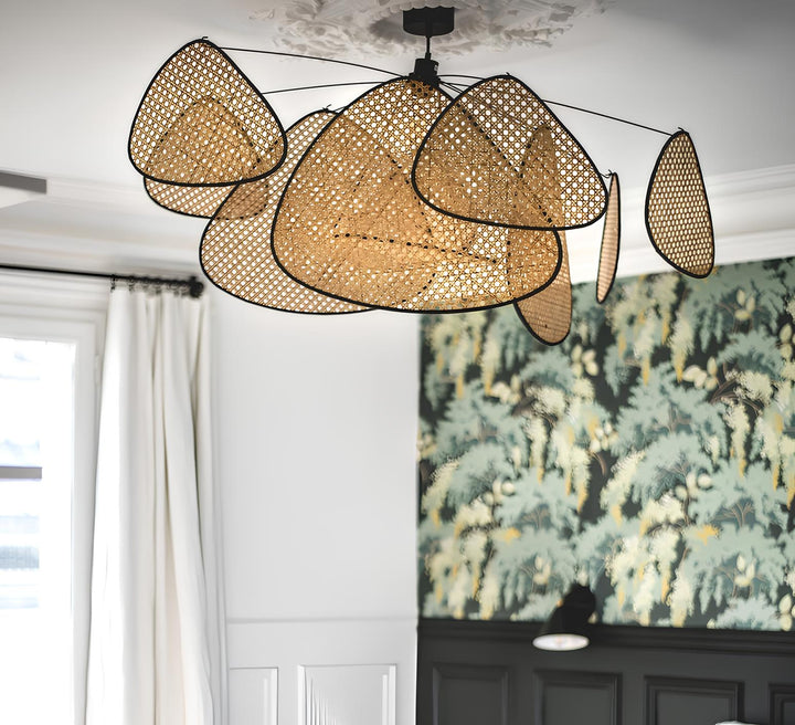 Rattan & Bamboo Hanging Light for Hallway- Quenten