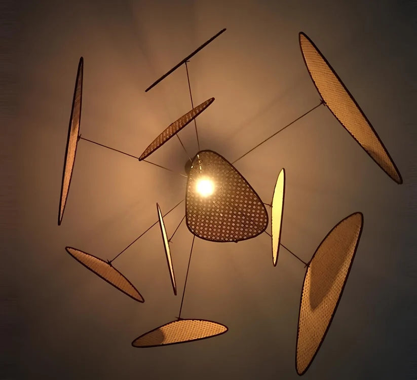 Rattan & Bamboo Hanging Light for Hallway- Quenten