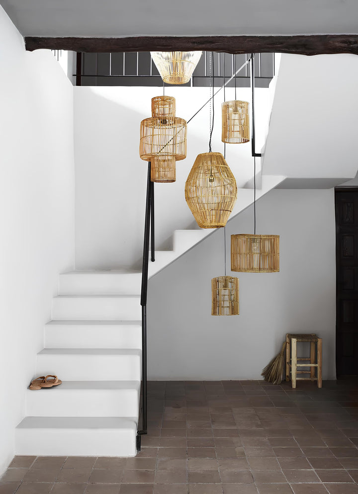 Bamboo Hanging Light for Hallway | Rattan Pendant Lamp - Dax