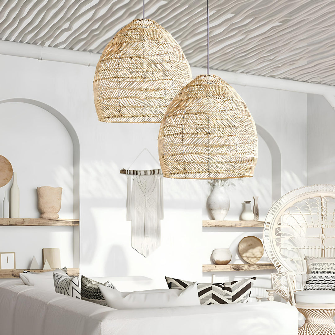 Bamboo Pendant Light for Living Room 14 Inch - Kevin by Luxury Rattan Handicrafts 