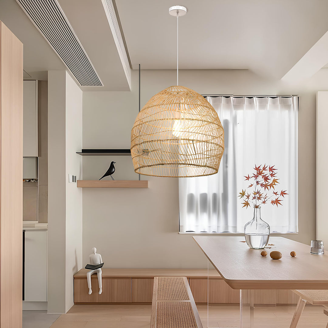 Bamboo Pendant Light for Living Room 14 Inch - Kevin by Luxury Rattan Handicrafts 