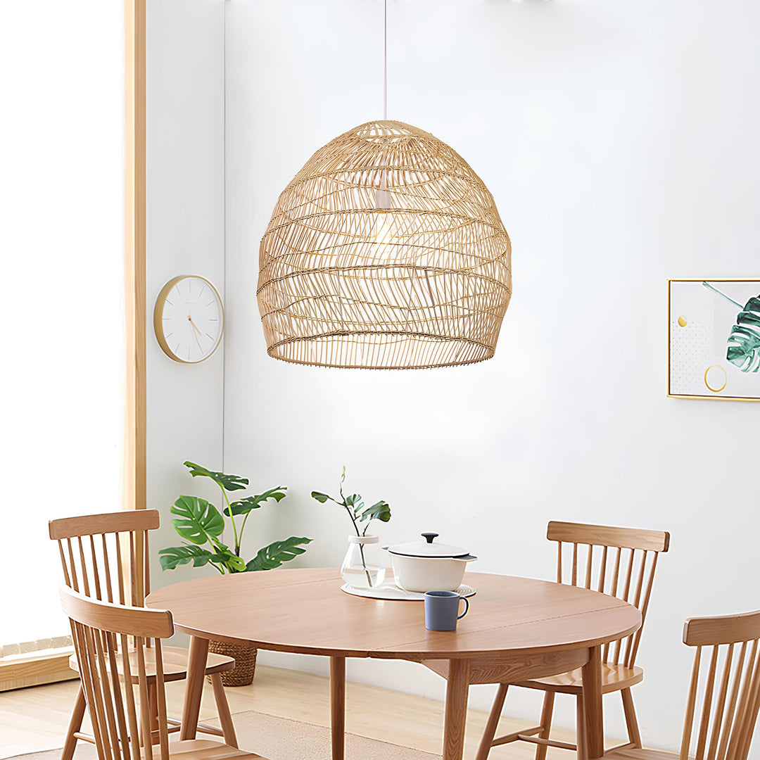 Bamboo Pendant Light for Living Room 14 Inch - Kevin by Luxury Rattan Handicrafts 