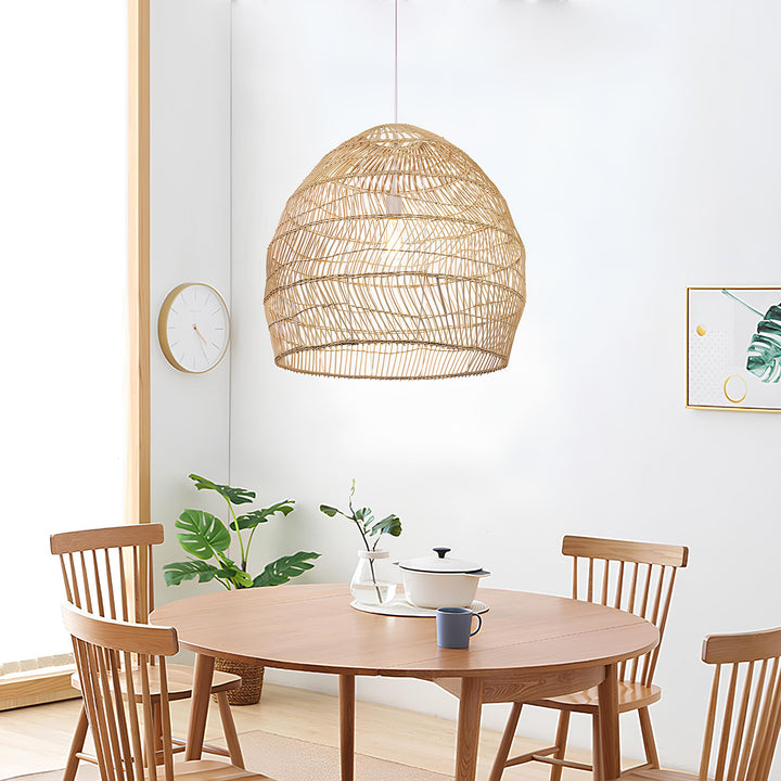Bamboo Pendant Light for Living Room 14 Inch - Kevin by Luxury Rattan Handicrafts 