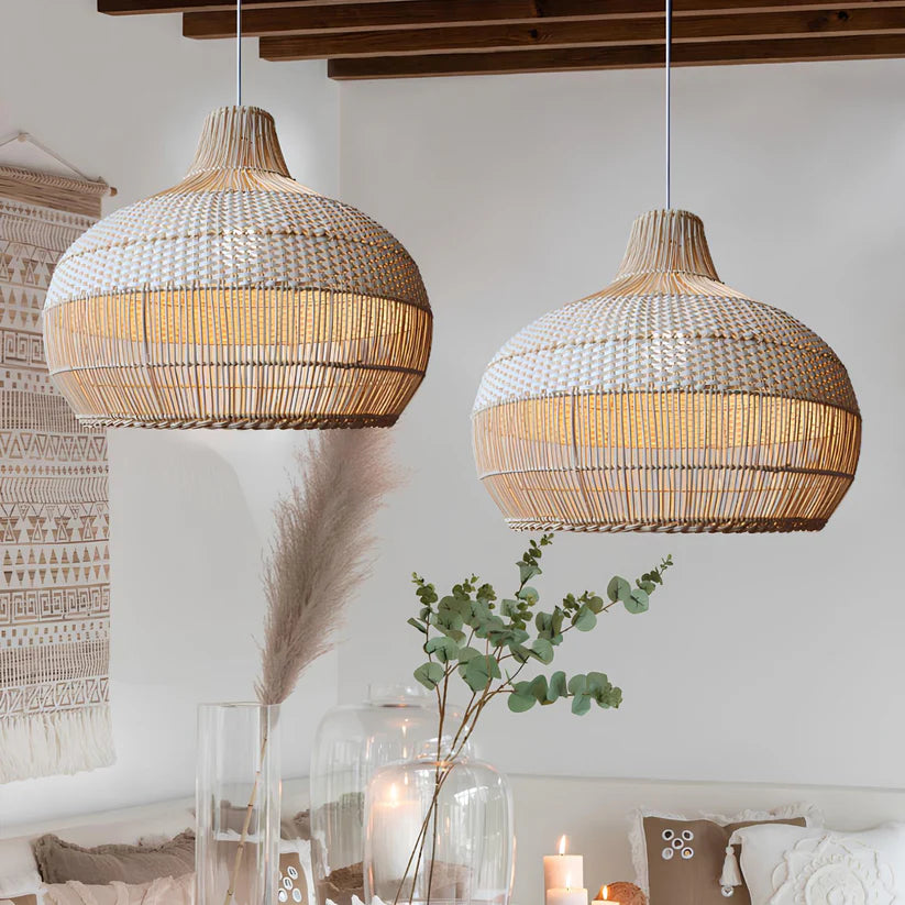 Bamboo Hanging Light for Hallway | Rattan Pendant Lamp - Elio