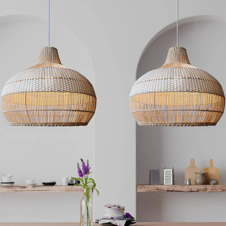 Bamboo Hanging Light for Hallway | Rattan Pendant Lamp - Elio