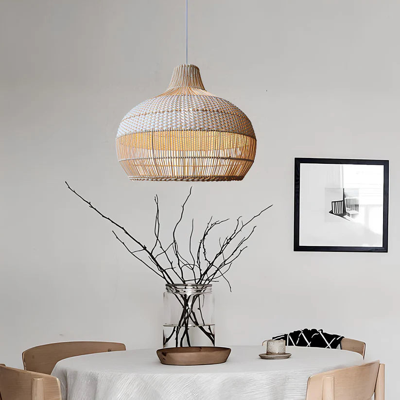 Bamboo Hanging Light for Hallway | Rattan Pendant Lamp - Elio