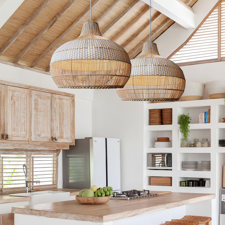 Bamboo Hanging Light for Hallway | Rattan Pendant Lamp - Elio