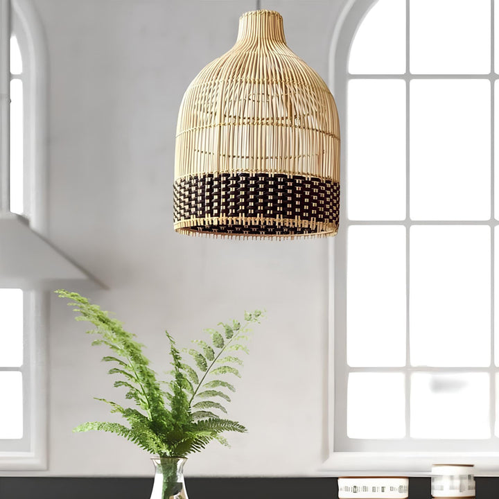 Bamboo Pendant Light for Living Room 14 Inch - Nimit by Luxury Rattan Handicrafts 