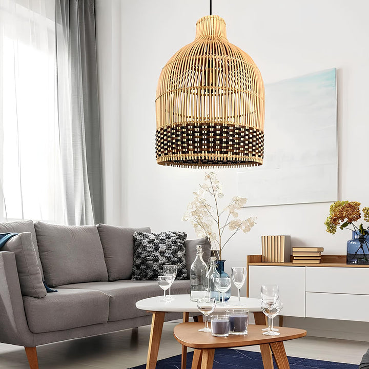 Bamboo Pendant Light for Living Room 14 Inch - Nimit by Luxury Rattan Handicrafts 