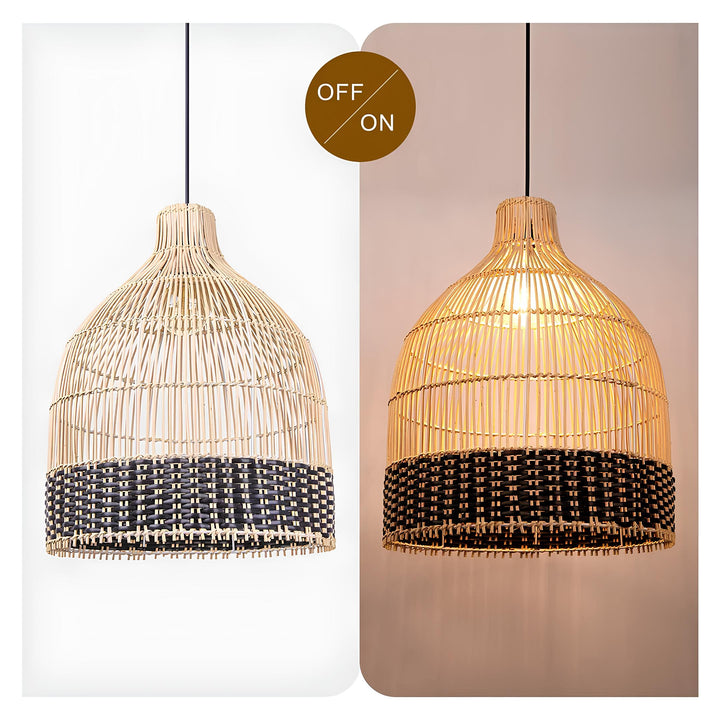 Bamboo Pendant Light for Living Room 14 Inch - Nimit by Luxury Rattan Handicrafts 