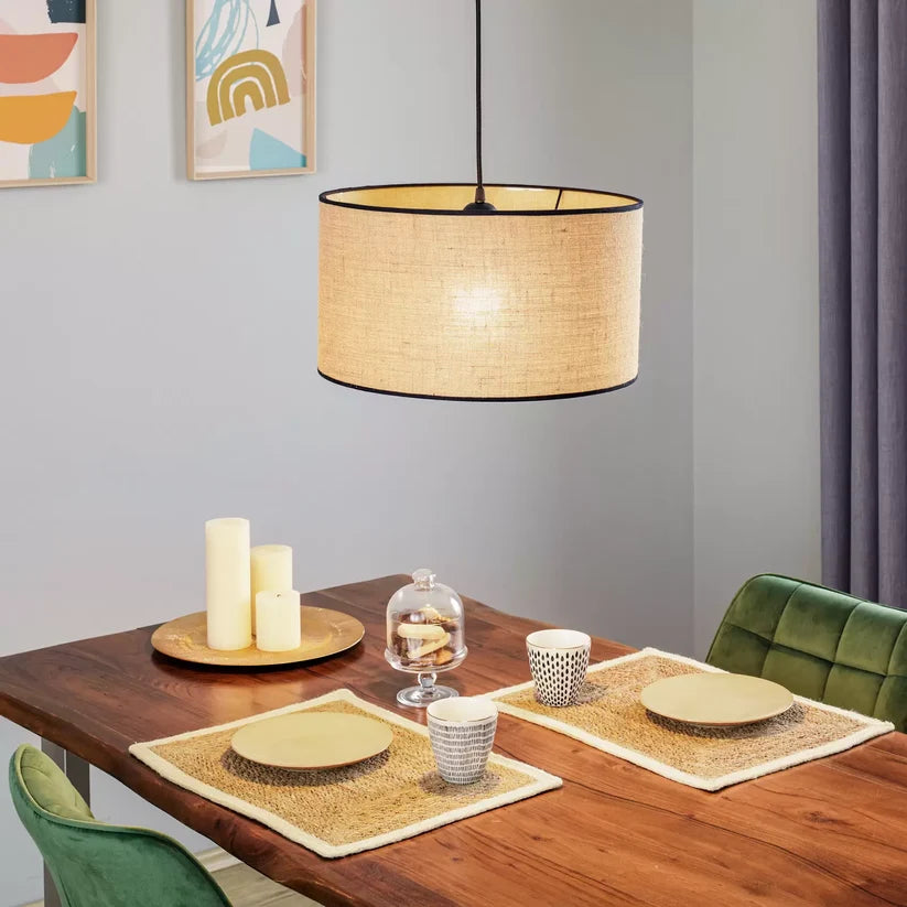 Jute Hanging Light for Bedroom | Natural Pendant Lamp - Pryce
