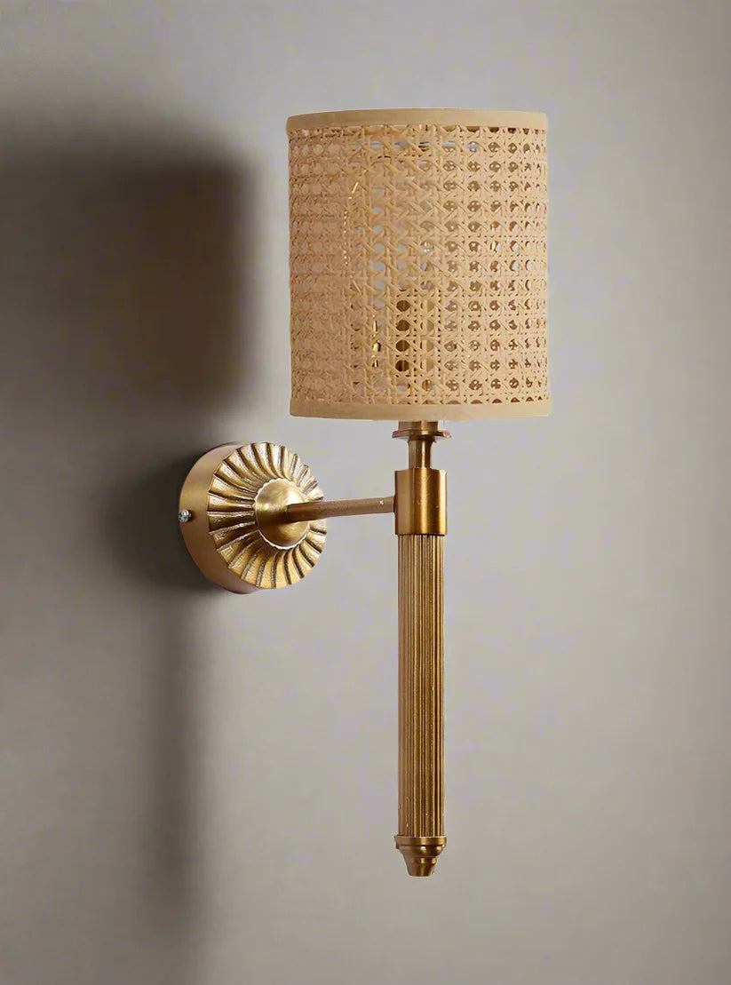 Cane Wall Lamp for Living Room | Rattan Wall Sconce - Corwin