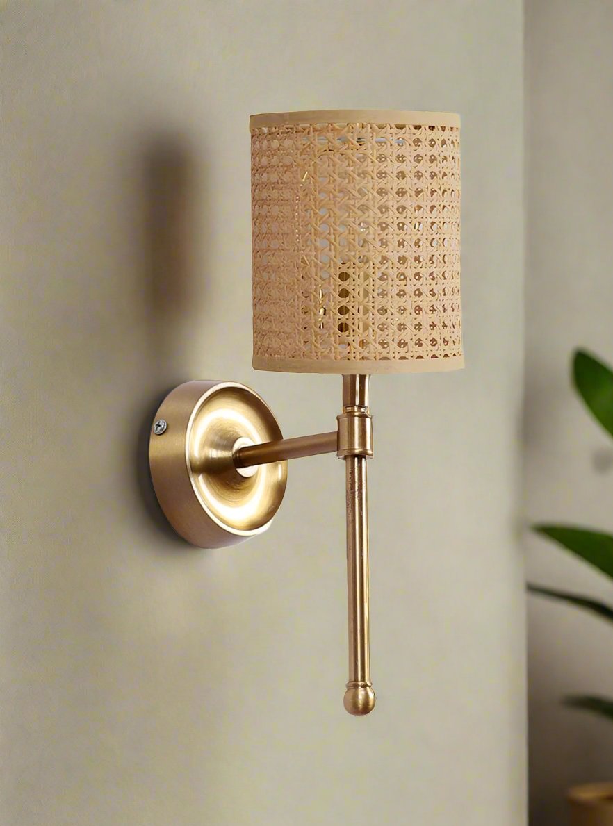 Wicker Wall Sconce for Bathroom | Cane Wall Lamp- Falkonhurstby