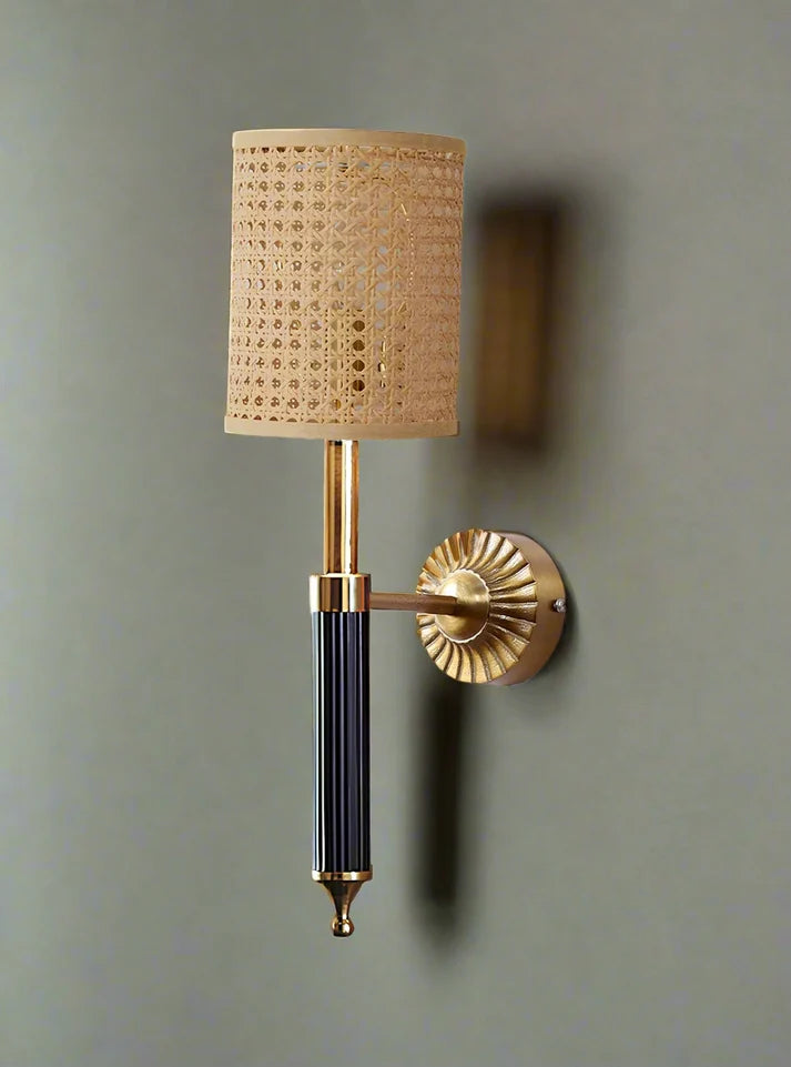 Rattan Wall Light for Study Room | Cane Wall Sconce - Zephander