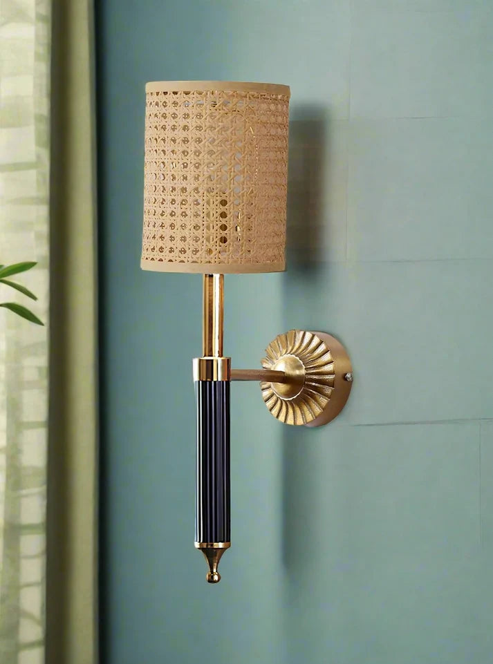 Rattan Wall Light for Study Room | Cane Wall Sconce - Zephander