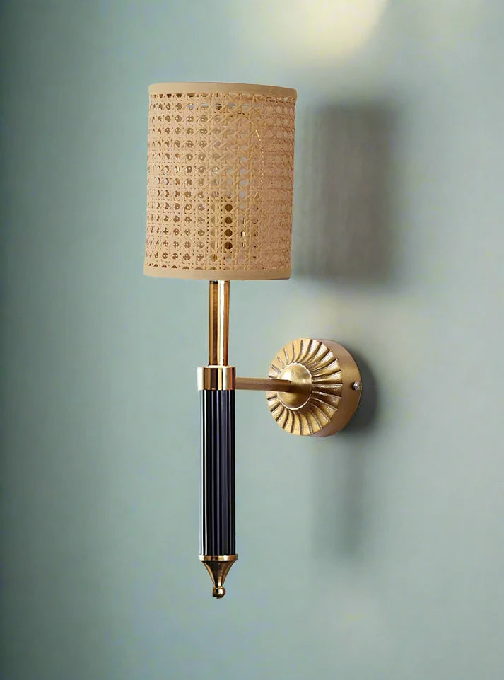 Rattan Wall Light for Study Room | Cane Wall Sconce - Zephander