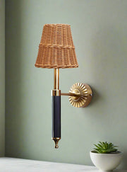 Cane Wall Lamp for Living Room | Wicker Wall Sconce - Odika