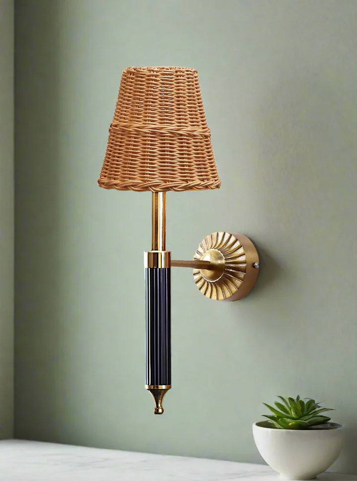 Cane Wall Lamp for Living Room | Wicker Wall Sconce - Odika