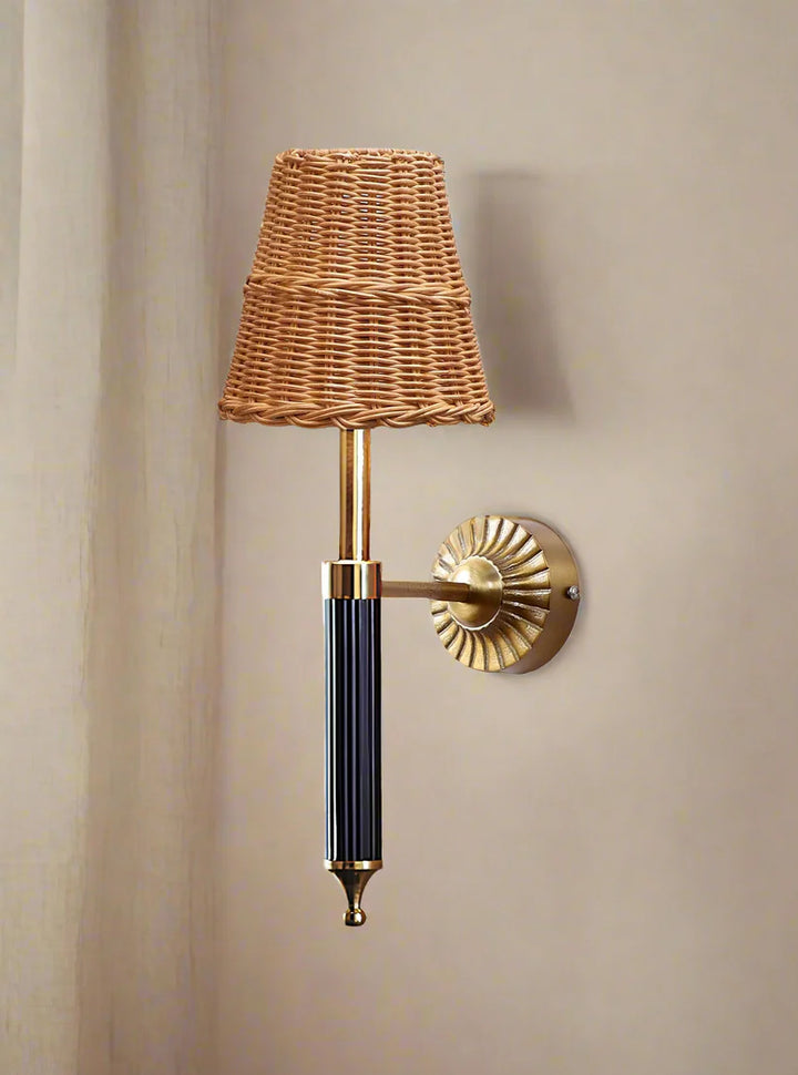 Cane Wall Lamp for Living Room | Wicker Wall Sconce - Odika