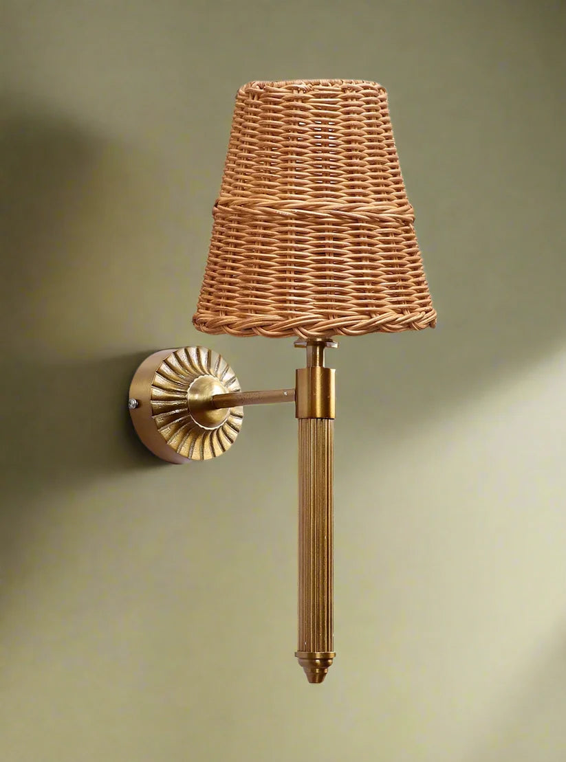 Wicker Wall Light for Study Room | Cane Wall Lamp- Everardoby