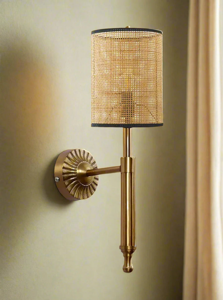 Cane Wall Sconce for Bedroom | Wicker Wall Light - Hendrix