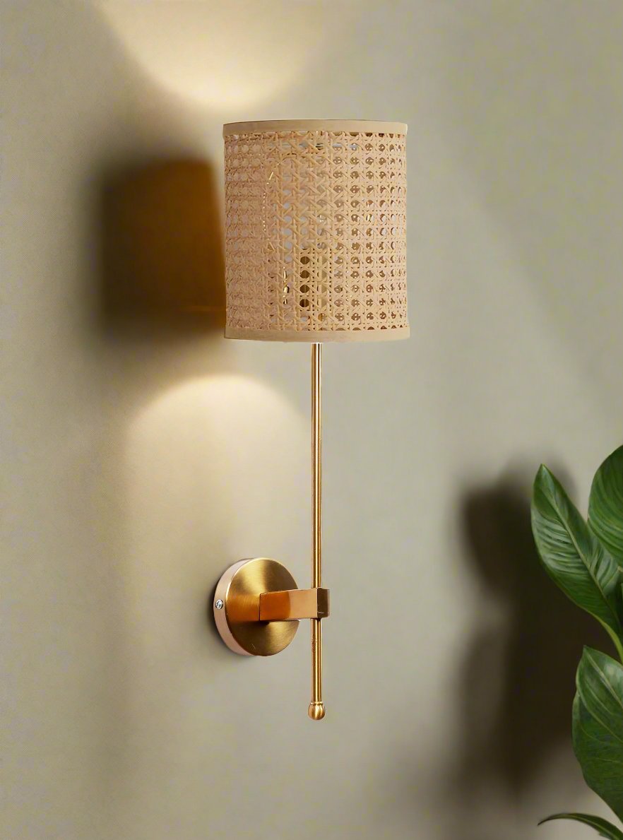 Rattan Wall Sconce for Dining Room | Wicker Wall Lamp - Quillton