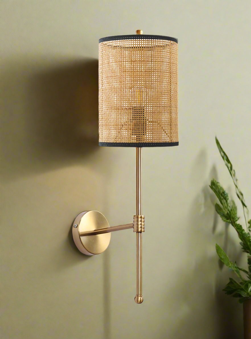 Rattan Wall Sconce for Hallway | Cane Wall Lamp - Rafferston