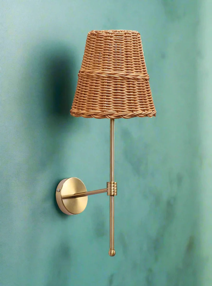 Rattan Wall Lamp for Living Room | Wicker Wall Sconce - Ulwinton