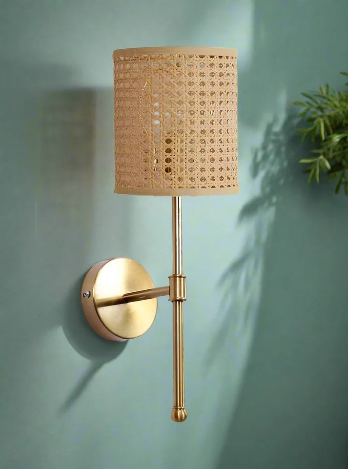 Rattan Wall Lamp for Study Room | Wicker Wall Light - Vesperfield