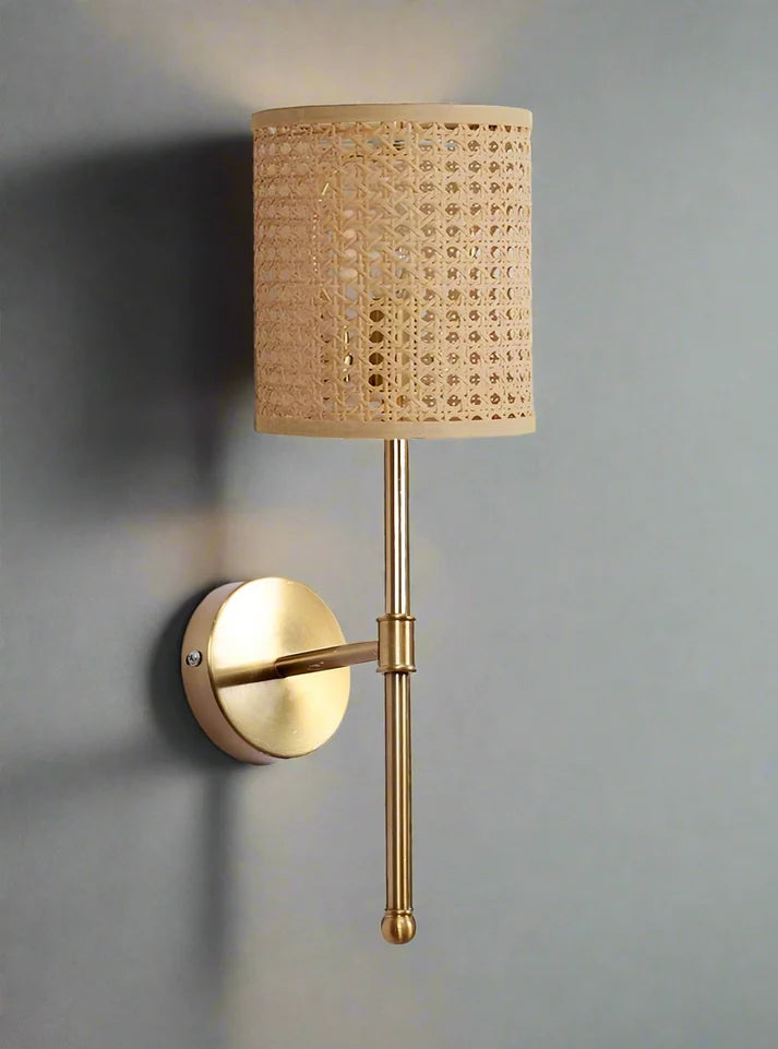 Rattan Wall Lamp for Study Room | Wicker Wall Light - Vesperfield