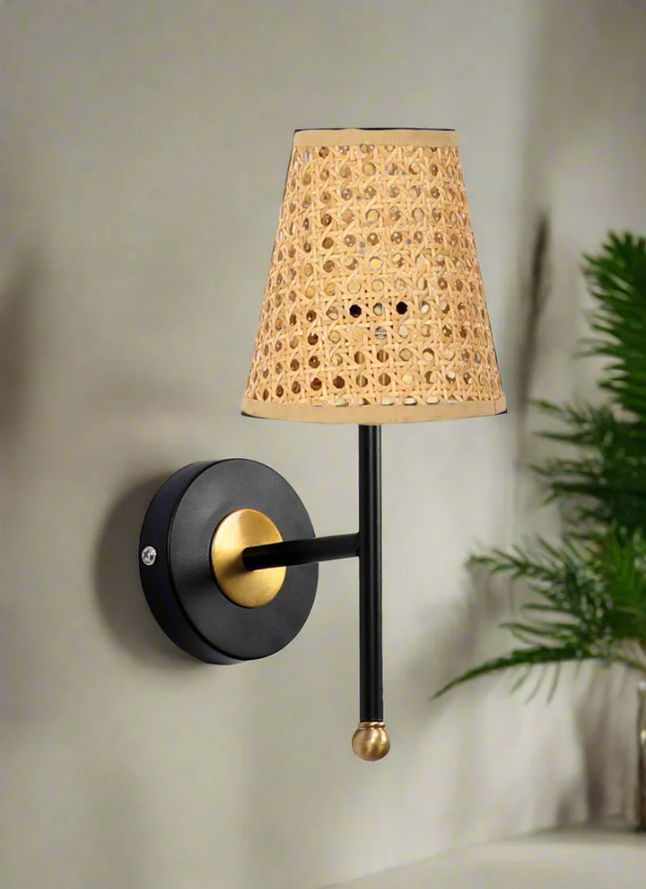 Cane Wall Sconce for Bedroom | Rattan Wall Light - Grant