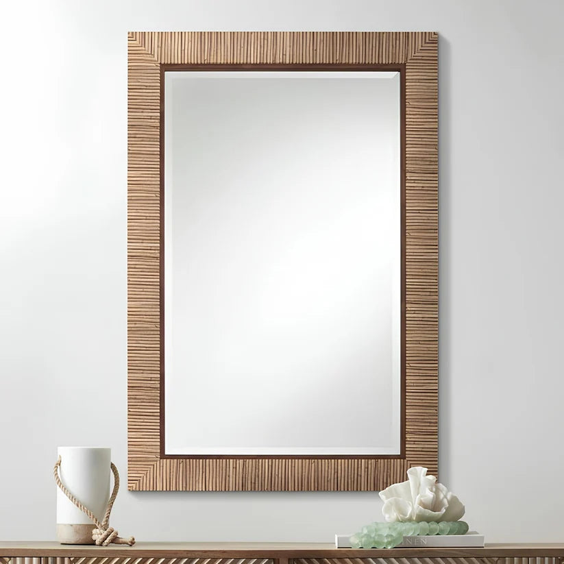 Bamboo Wall Mirror 24" W x 36" H for Living Room - Tobin