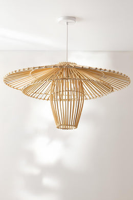 Bamboo Hanging Light for Bedroom | Cane Pendant Lamp - Adah