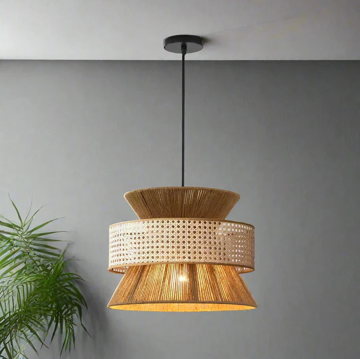 Rattan Hanging Light for Dining Room | Bamboo Pendant Lamp - Yorik