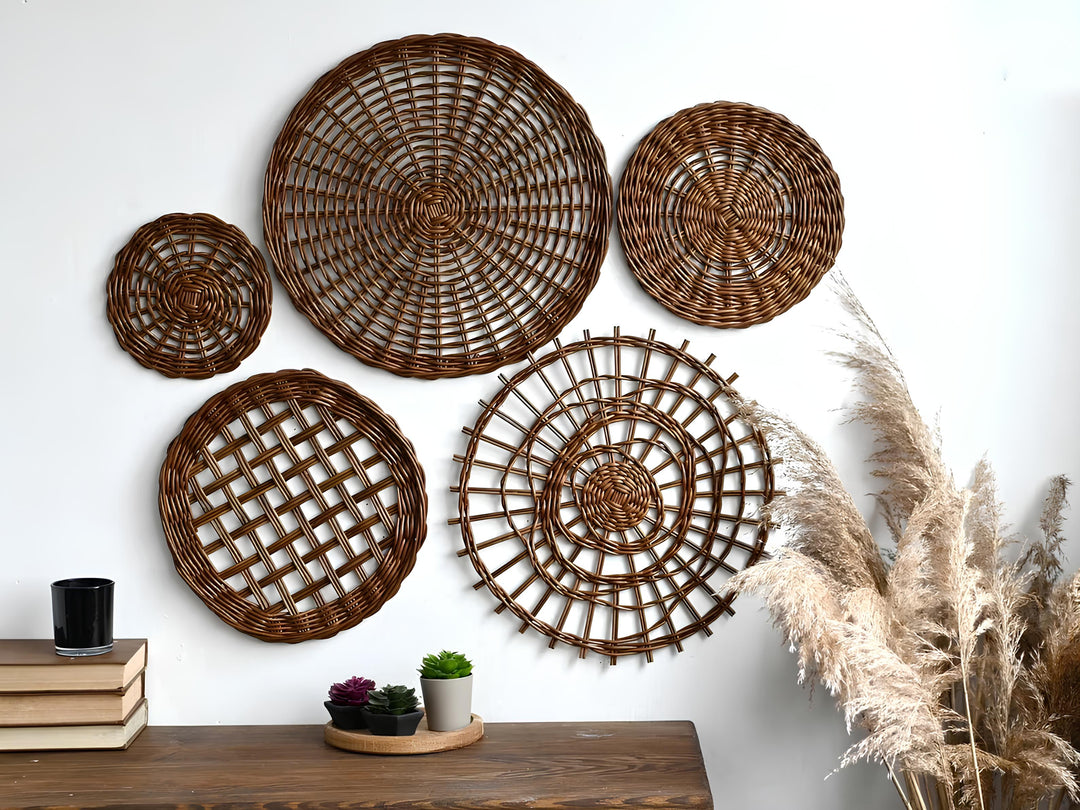 Wicker Wall Basket | Rattan Wall Decor | Bamboo Basket Decor - Adah - Luxury Rattan Handicrafts 