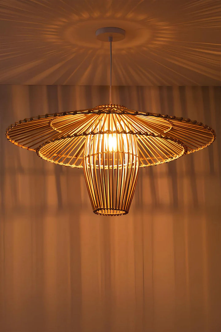 Bamboo Hanging Light for Bedroom | Cane Pendant Lamp - Adah