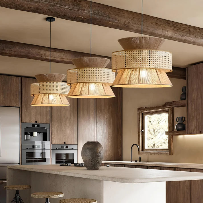 Rattan Hanging Light for Dining Room | Bamboo Pendant Lamp - Yorik