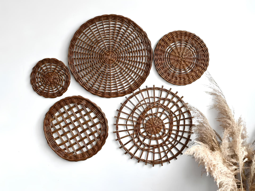 Wicker Wall Basket | Rattan Wall Decor | Bamboo Basket Decor - Adah - Luxury Rattan Handicrafts 