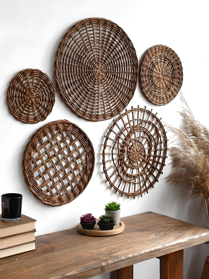 Wicker Wall Basket | Rattan Wall Decor | Bamboo Basket Decor - Adah - Luxury Rattan Handicrafts 