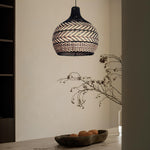 Bamboo Pendant Light for Living Room 14 Inch - Rishit by Luxury Rattan Handicrafts 